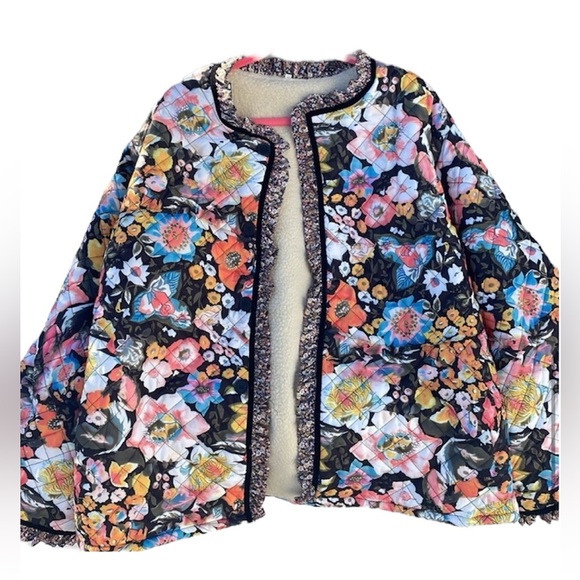 NWOT - Sherpa Lined Floral Boho Quilted Coat - Multicolor - XXL - Picture 7 of 10
